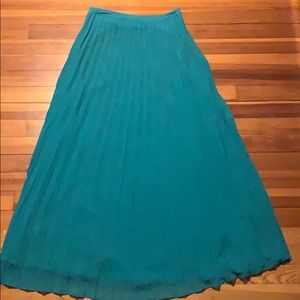 Teal Pleated Maxi Skirt
